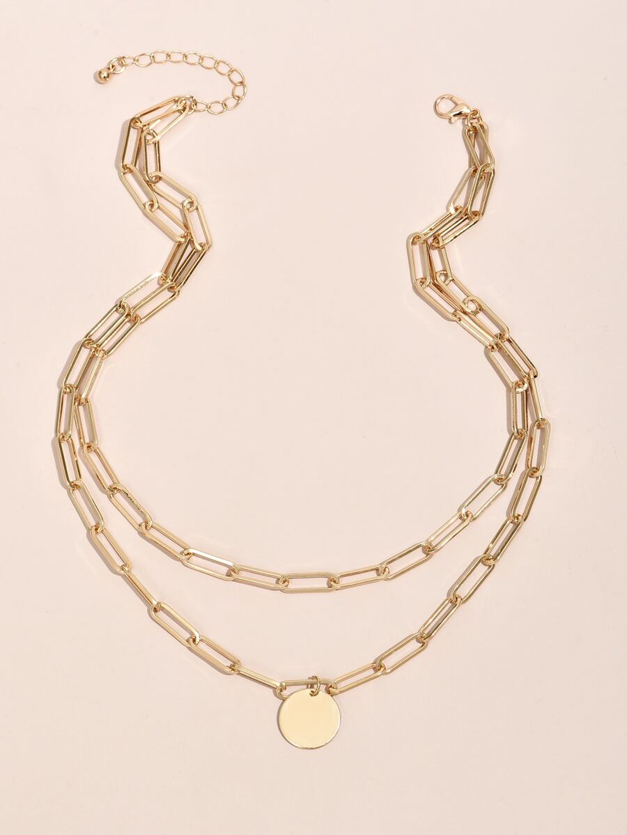 Round Charm Layered Necklace