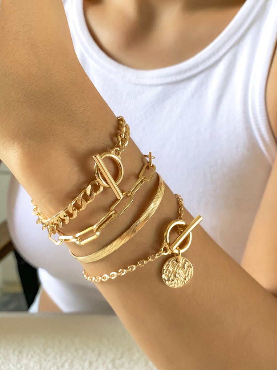 4pcs Round Charm Bracelet