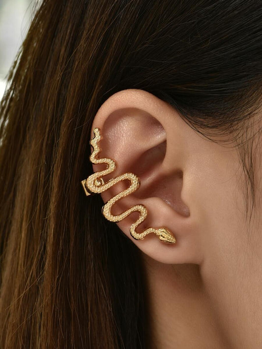 1pc Textured Snake Decor Earring