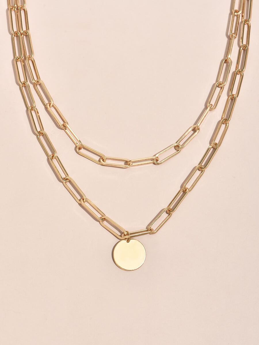 Round Charm Layered Necklace