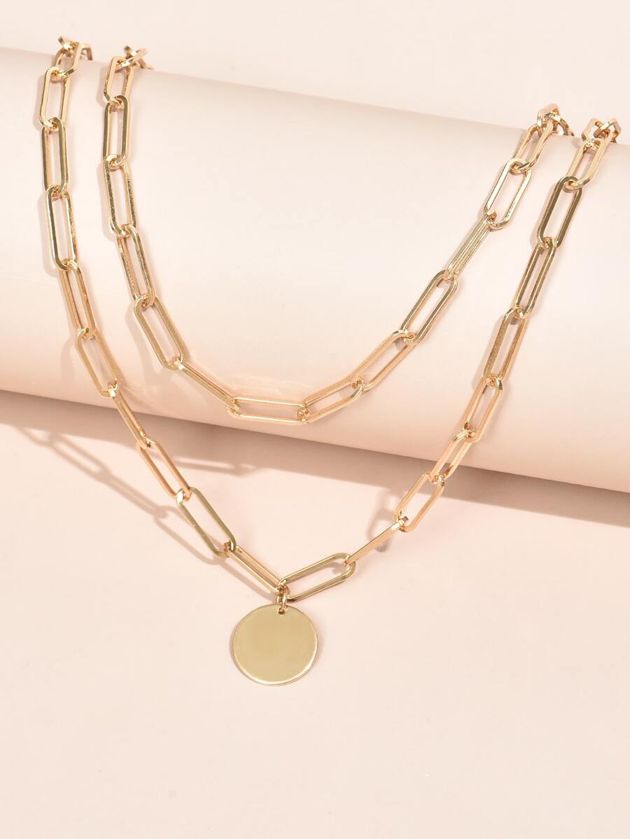 Round Charm Layered Necklace