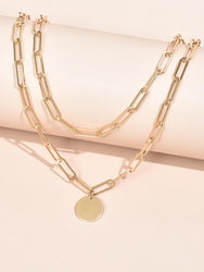 Round Charm Layered Necklace