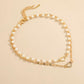 2pcs Faux Pearl & Heart Decor Necklace