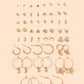 32pairs Rhinestone Decor Earrings