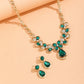 Rhinestone Decor Water-drop Pendant Necklace & Drop Earrings