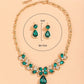 Rhinestone Decor Water-drop Pendant Necklace & Drop Earrings