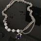 BLUE GEM PENDANT MULTI CHAIN NECKLACE